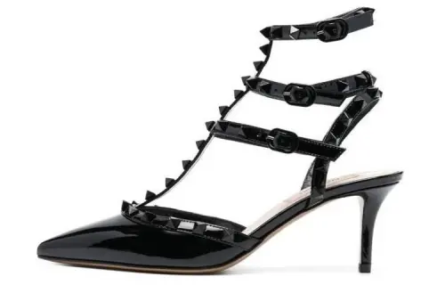 Valentino Buckle Slim Heel High Heels Women's Black