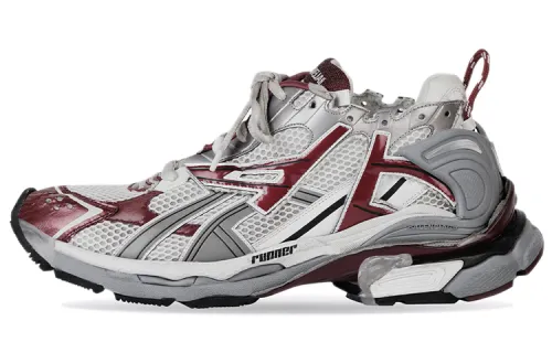 Balenciaga Runner Sneakers 'Burgundy Grey White Mesh And Nylon'