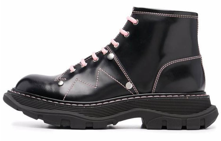 Женские ботинки Alexander McQueen Leather Boots (черные)