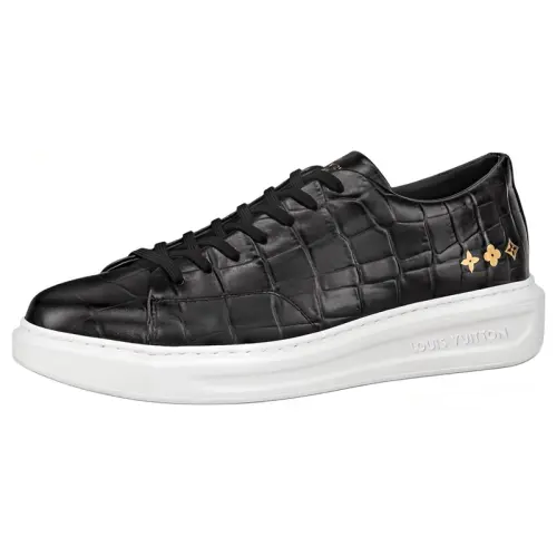 LOUIS VUITTON Beverly Hills Cow Leather Low top Skateboard Shoes Men's Black
