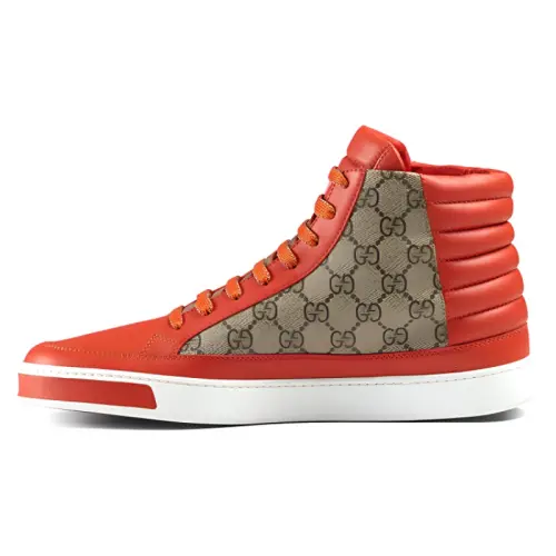 GUCCI Skateboard Shoes Men's High Top Orange