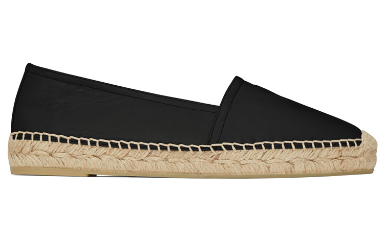 SAINT LAURENT Embossed-logo Leather Espadrilles