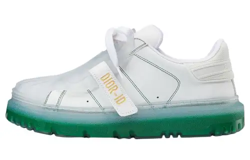 DIOR ID Leather Low top Stylish Skateboarding Shoes Women's White Green