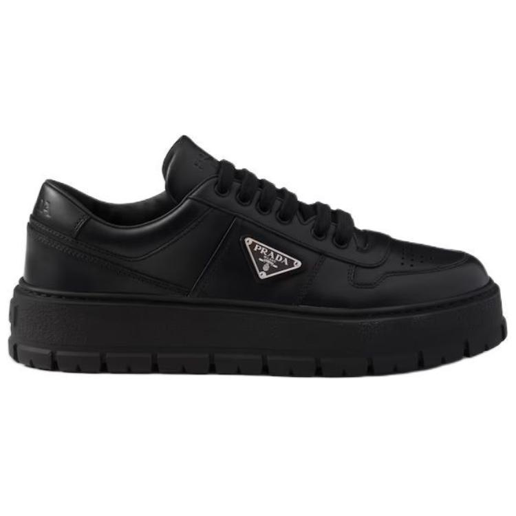 PRADA Leather Low top Skateboard Shoes Men's Black