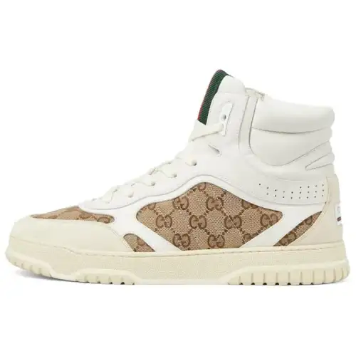 GUCCI Re Web High top Casual Shoes Men's Dark Brown