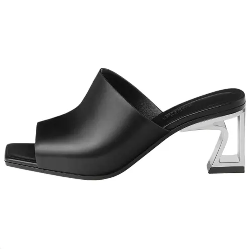 HERMES Slide Slippers 6cm Women's Black