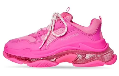 Balenciaga Triple S Fabric Low top Chunky Sneakers Women's Neon Pink