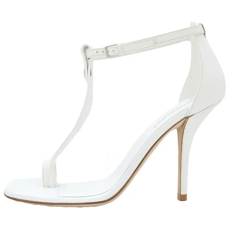 Burberry Stefanie Leather One Strap Sandals 10cm Women's White