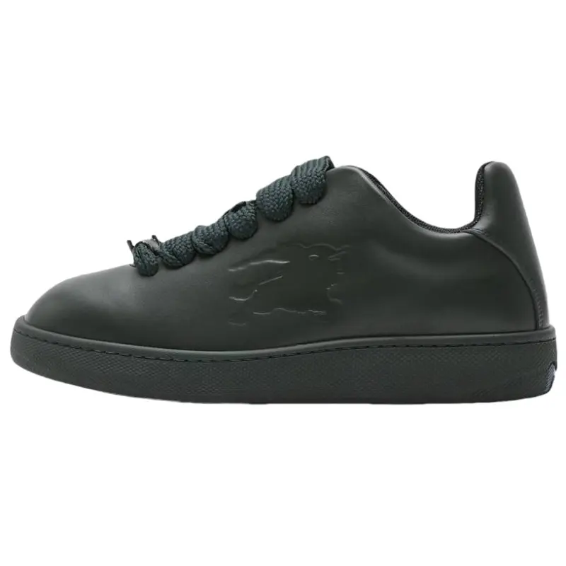 Burberry Bo Leather Low top Skateboard Shoes Men's Dark Green