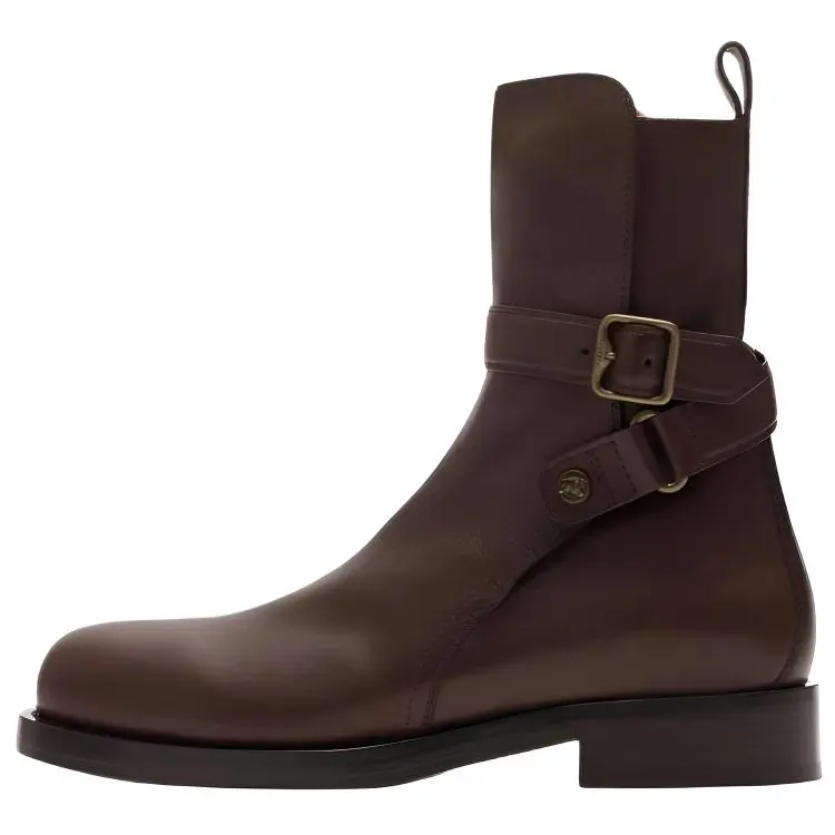 Burberry Ledger Calfskin Ankle Boots Men's Brown