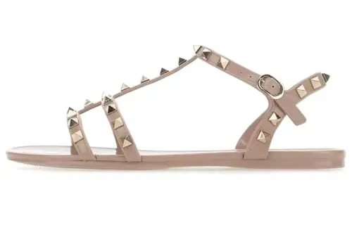 Valentino Rockstud Garavan Leather One Strap Sandals Women's Pink