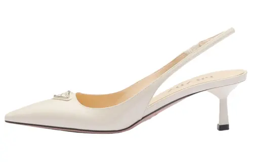 PRADA Patent Leather Slim Heel High Heels 5.5cm Women's White