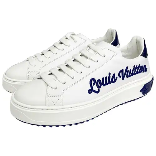 LOUIS VUITTON Time Out Cow Leather Low top Casual Shoes Unisex White Blue
