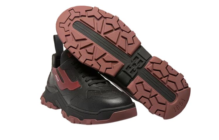 BALLY Leather Low top Casual Shoes Men's Black Red