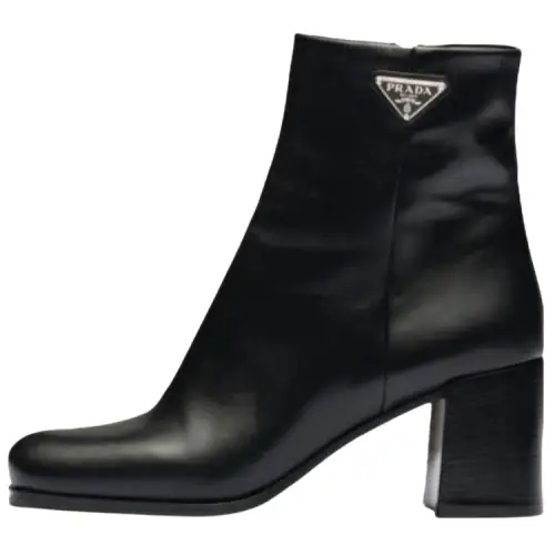 PRADA Leather Ankle Boots Women's Black