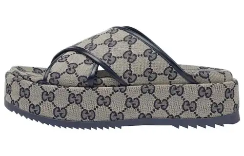 Gucci Wmns Gg Platform Slide Sandal 'GG Motif - Beige Blue' Women's