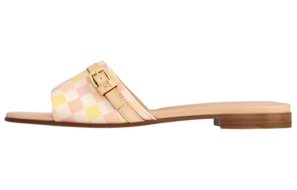 LOUIS VUITTON Revival Slide Slippers Women's Beige Pink Yellow