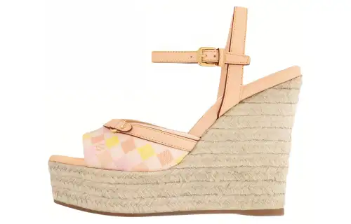 LOUIS VUITTON Damierlicious One Strap Sandals 8cm Women's Orange