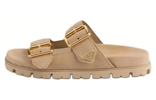 PRADA Triangle-logo Suede Slides