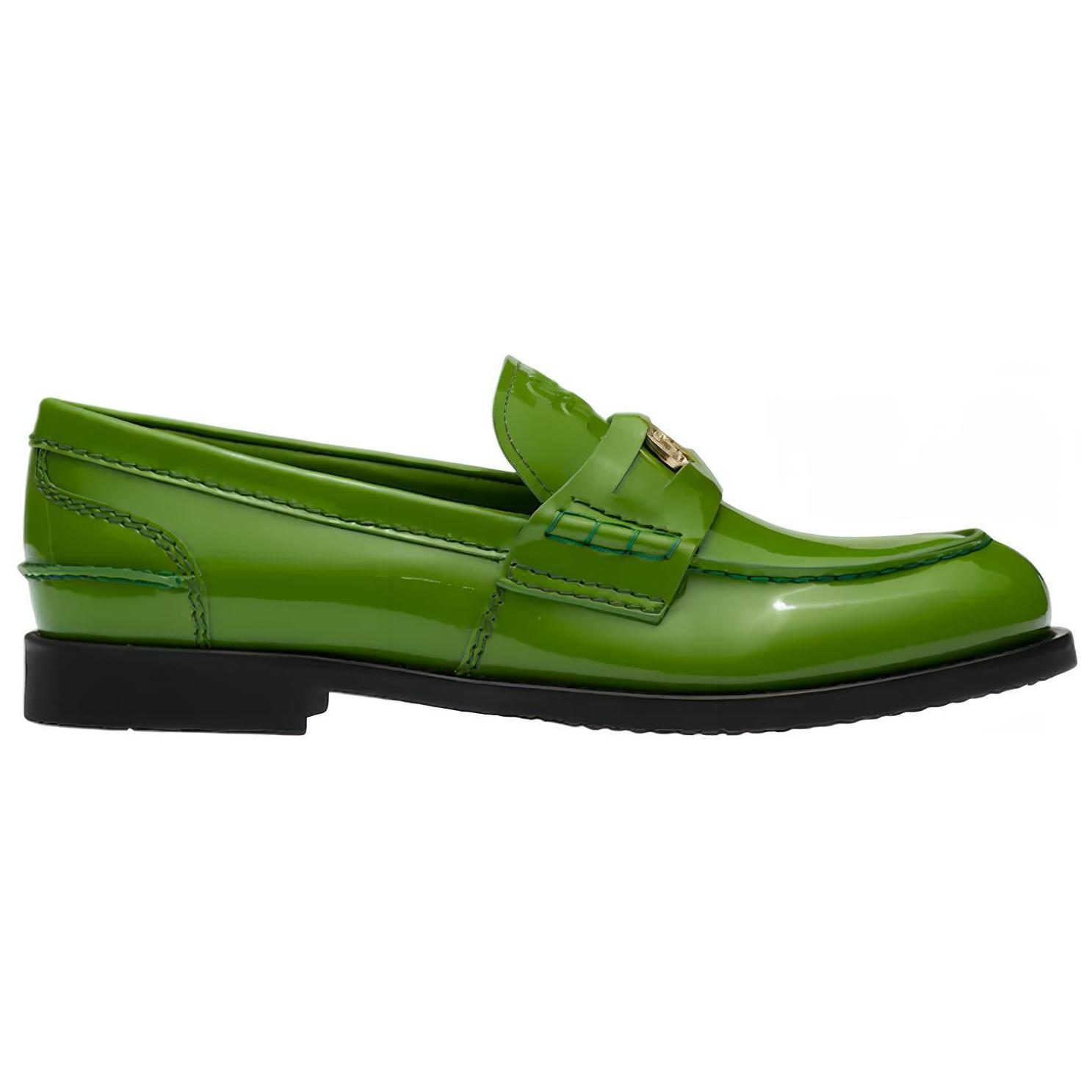 MIU MIU Penny Patent Leather Casual Shoes Women's Green