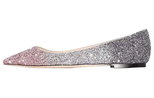 Jimmy Choo Romy Flat Women's Casual Shoes Women's Pink Silver Gradient