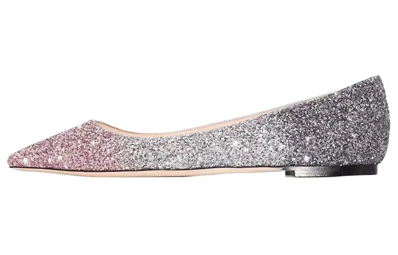 Jimmy Choo Romy Flat Women's Casual Shoes Women's Pink Silver Gradient