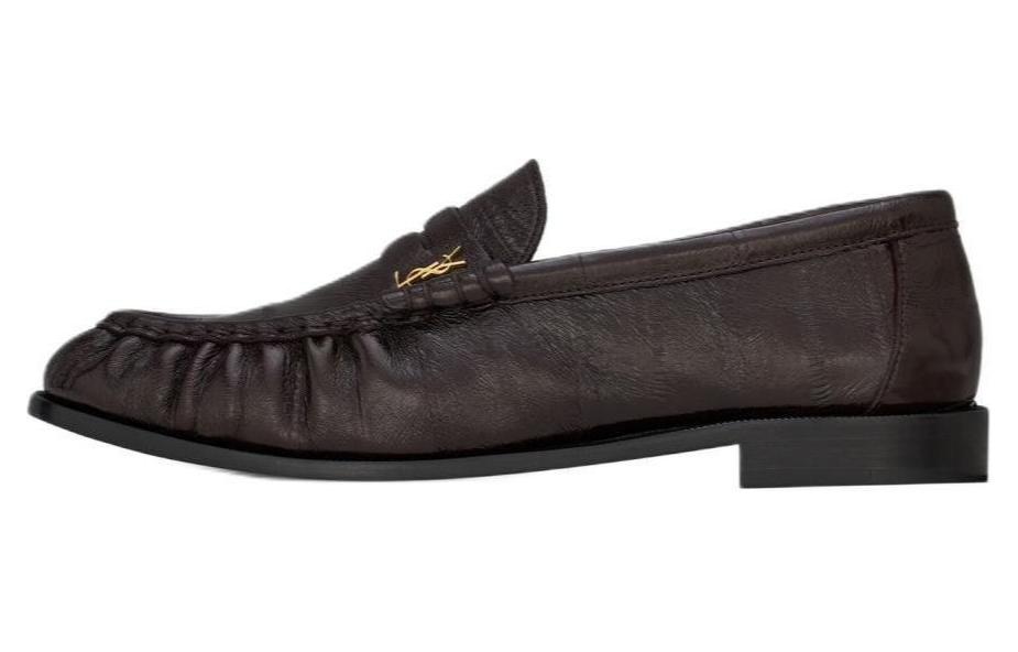 Женские лоферы SAINT SAINT LAURENT CASSANDRE 1.5cm (темно-коричневые)