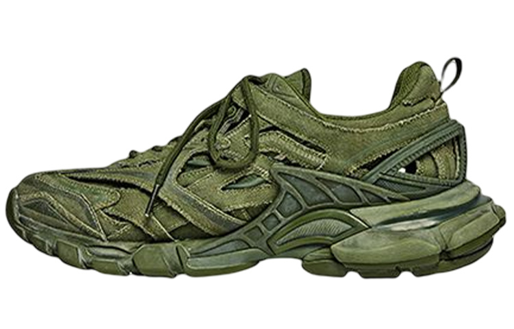 Balenciaga Balenciaga Track 2.0 Fashion Lace-up Low-top Dad Shoes Women's Green Distressed