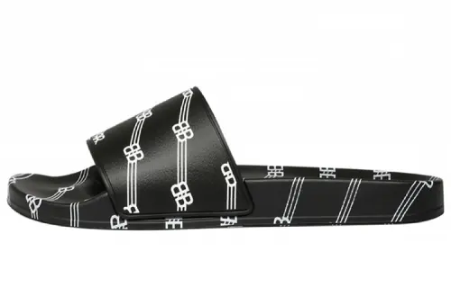 Balenciaga Pool Slides 'Allover Logo - Black'