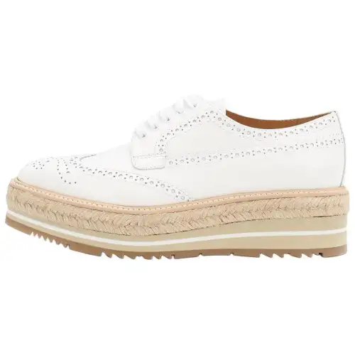 PRADA Leather Derby Shoes Women's White
