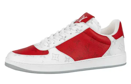 LOUIS VUITTON Rivoli Canvas Low top Skateboard Shoes Men's Red White