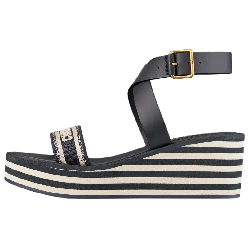 DIOR Dway Fabric One Strap Sandals 7cm Women's Dark Blue
