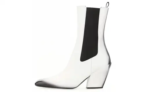 PRADA Leather Short Chelsea Boots 10cm Women's White