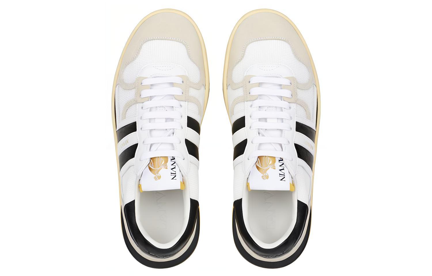 Lanvin Clay Mesh, Leather Lace Up Cushioning Low top Sports Lifestyle Casual Shoes Men's Black White