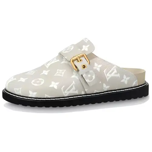 LOUIS VUITTON Closed Toe Slippers Women's Gray