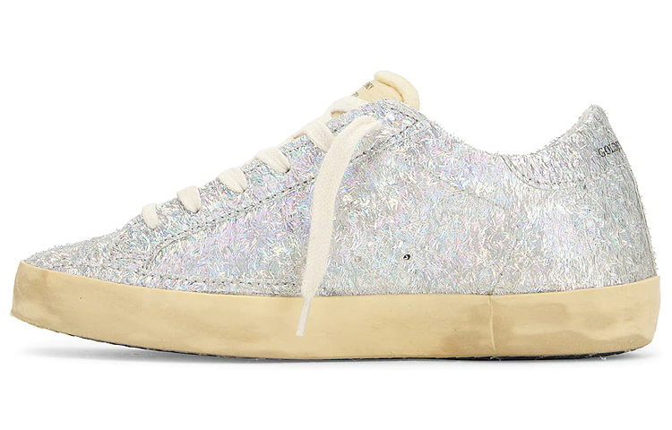 Golden Goose Super Star Stylish Skateboarding Shoes Women's Silver Distressed