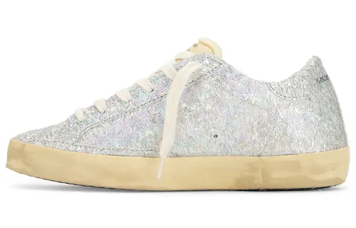 Golden Goose Super Star Stylish Skateboarding Shoes Women's Silver Distressed