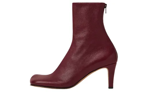 Bottega Veneta Bloc Leather Ankle Boots 7cm Women's Red