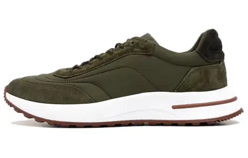 Loro Piana Leather Low top Casual Shoes Men's Dark Green