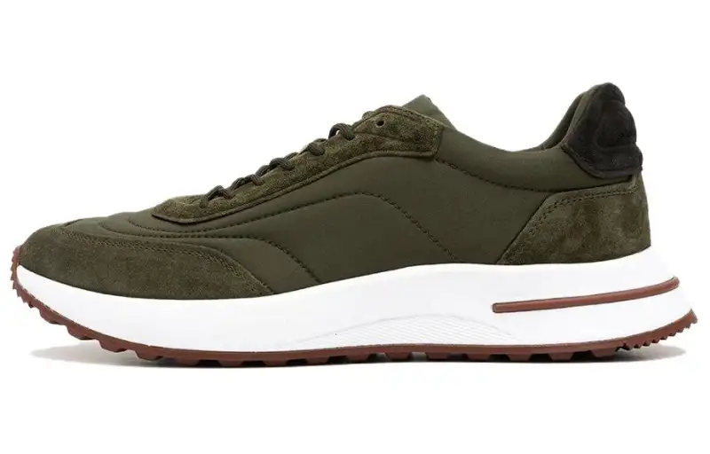 Loro Piana Leather Low top Casual Shoes Men's Dark Green