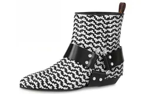 LOUIS VUITTON Rhapsody Ankle Length Boots Women's Black White