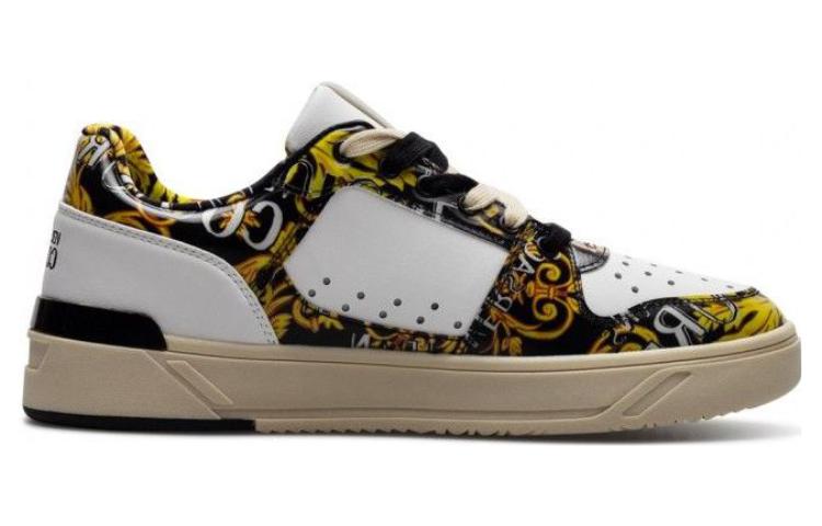VERSACE JEANS COUTURE Leather Low top Stylish Skateboarding Shoes Men's Black White