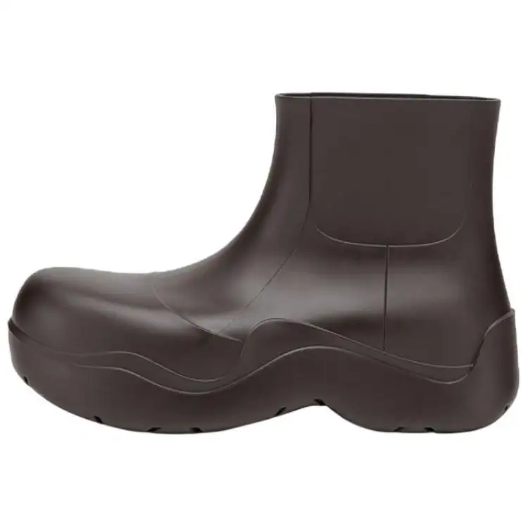 Bottega Veneta Puddle Rain Boots Rubber Classic Ankle Boots Men's Coffee