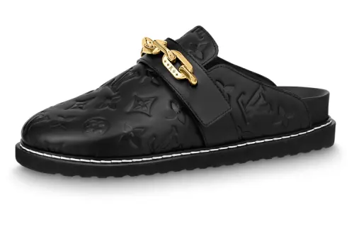 LOUIS VUITTON Cosy Comfort Closed Toe Slippers Women's Black