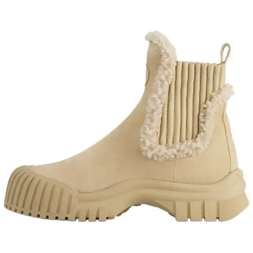 LOUIS VUITTON Ruby Cow Leather Short Chelsea Boots Women's Beige