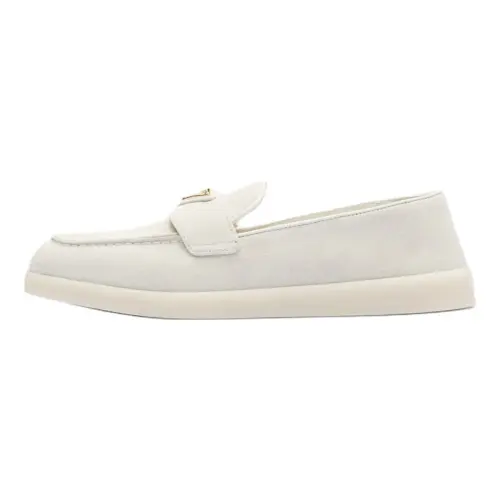 PRADA Suede Loafers Women's Light Gray