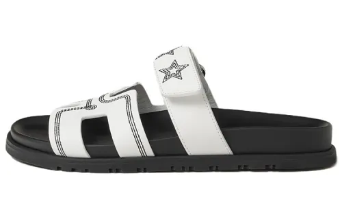 HERMES Chypre Rubber Sole Slide Slippers Women's White