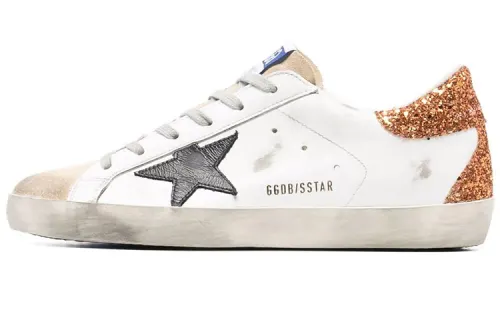 Golden Goose Super Star Little Distressed Shoes Pu Stylish Skateboarding Shoes Women's White Orange Distressed