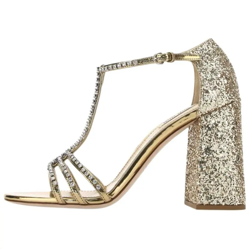 MIU MIU Leather One Strap Sandals 11.5cm Women's Gold