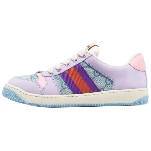 GUCCI Screener Distressed Shoes Stylish Skateboarding Shoes Women's Light Blue